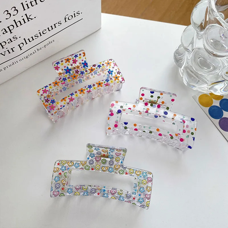 Hair Clips Barrettes Transparent Floral Dot Large Claw Clip Sweets Crab for Girl Accessories Hairpin Women 231005