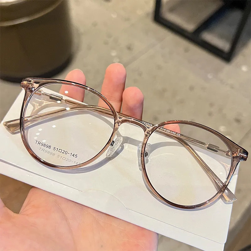 Eyeglass Frame seemfly Retro Fashion Round Myopia Glasses for Men Women Anti Blue Light Black Transparent Finish Prescription Eyewear -1.0-1.5 231005