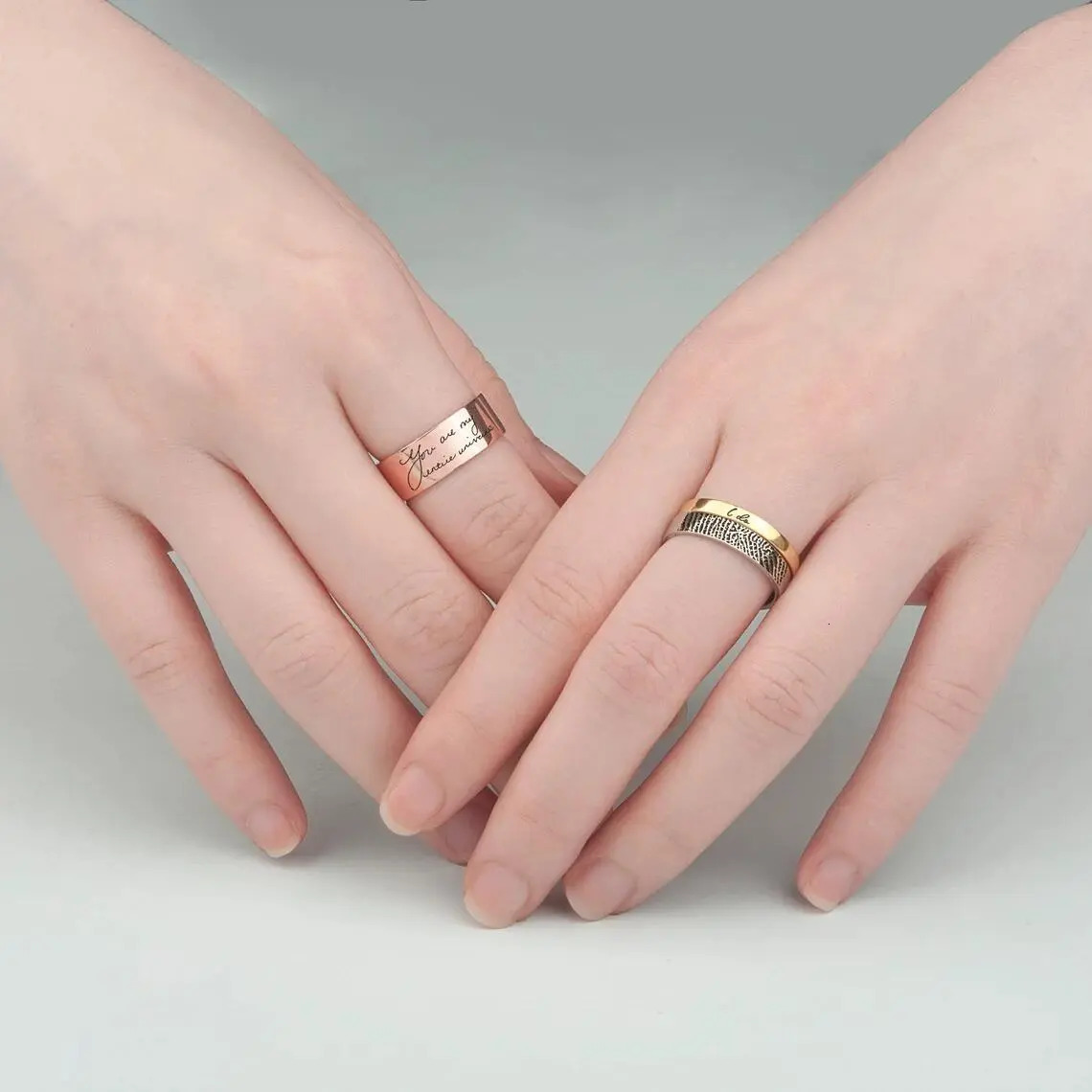 Wedding Rings Custom Word Inside Outside Engrave Ring Dainty Name Personalized Stacking Unisex Promise Memorial Anniversary Gifts 231005