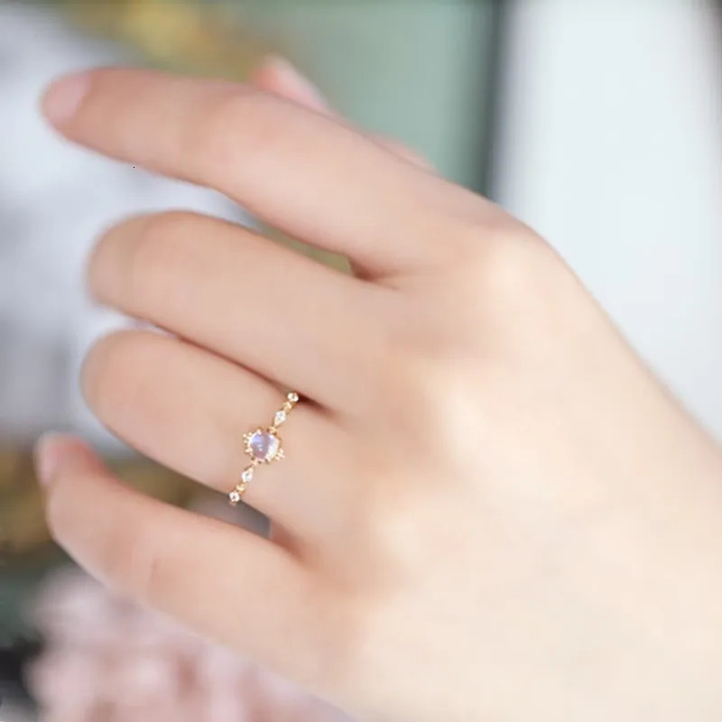 Wedding Rings Japanese Simple Charm Transparent Moonstone Ring Women 925 Sterling Silver Classic Versatile Birthday Jewelry Gift 231005