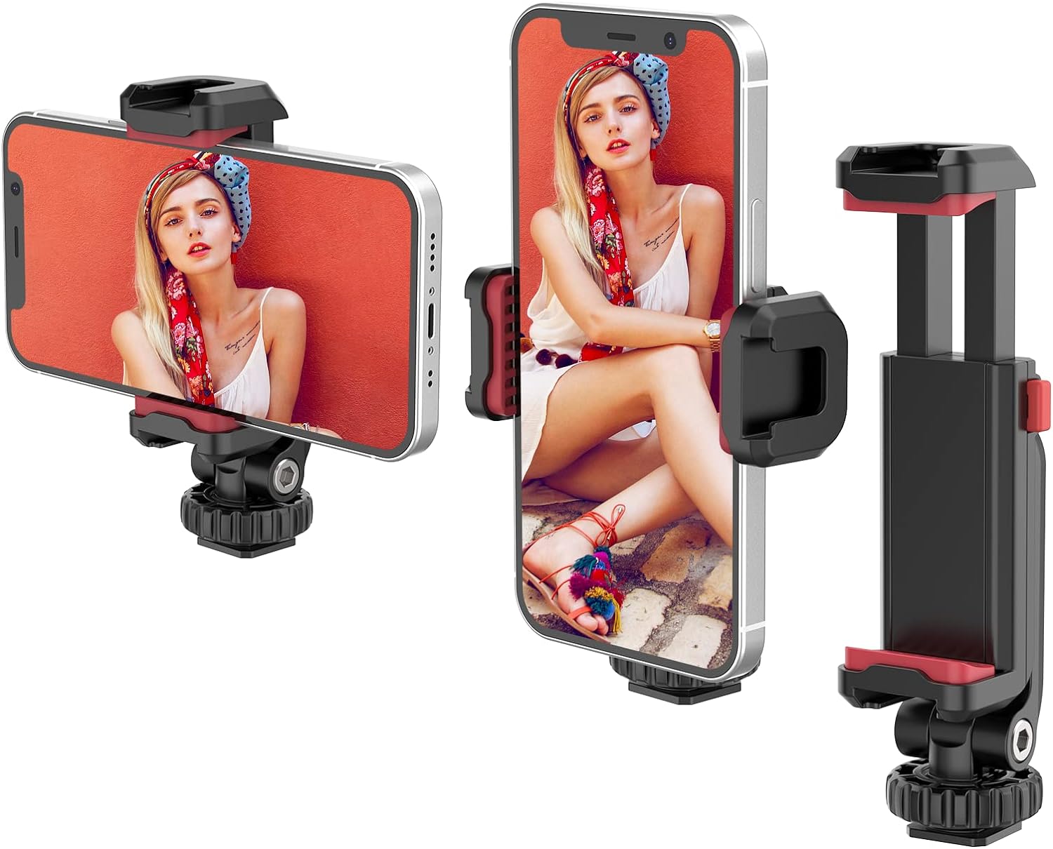 Camera Hot Shoe Phone Holder Clamp ST-06 Flexible Tripod Stand Mount Adapter 360 Rotates Adjustable Clip Selfie Stick Monopod Support for Micro Cell P