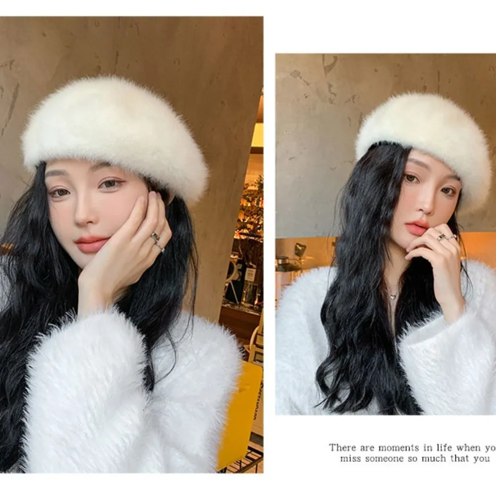 Berets Winter Wool Elegant Warm French Painter Hat Rabbit Artist Felt Women 231005