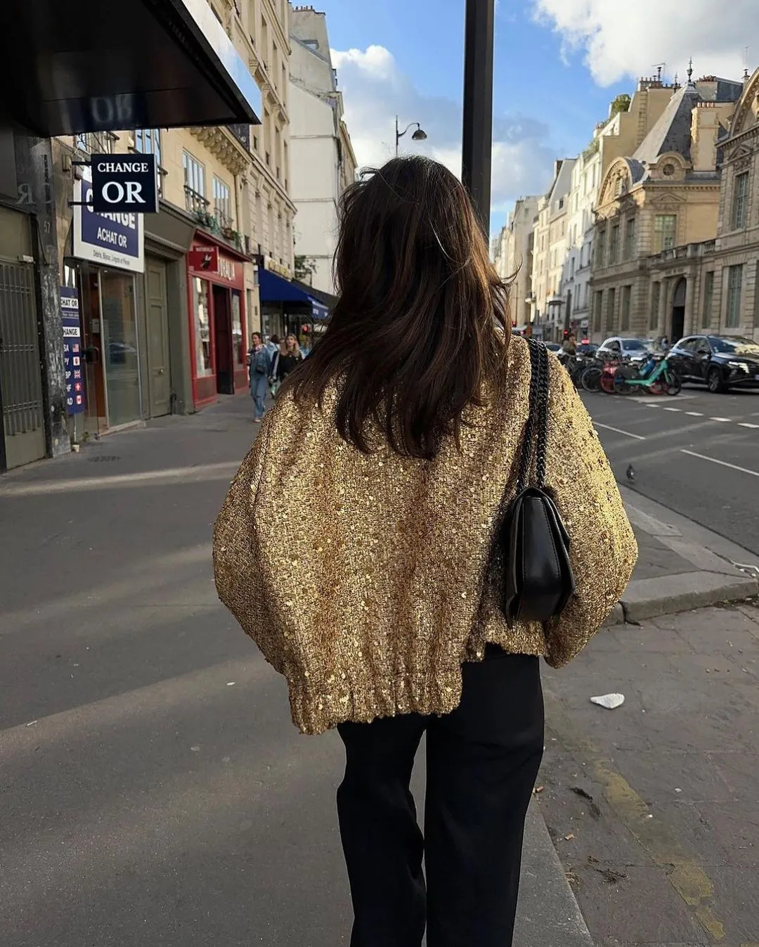 Sequin women shinny croped Jacket For Women Stand Collar Long Sleeve Coat Gold Color 2023 Autumn Chic Female Streetwear coats 231005
