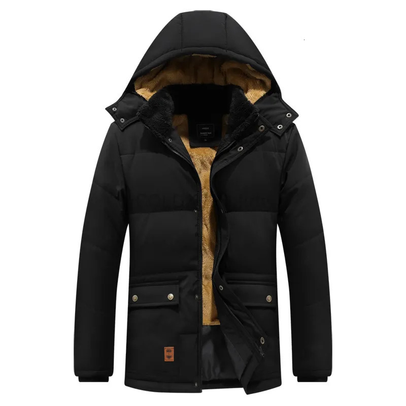 Men s Down Parkas Winter Jacket Erkek Mont Parka Fleece Lined Thick Warm Hooded Fur Collar Coat Male Size 5XL Black Autumn Outwear 231005
