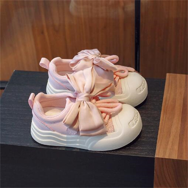 Athletic Outdoor Autumn New Style Kids Athletic Shoe Cute Bow Girl Baby Sneakers Outdoor Children Sports Shoes White Skateboarding Shoes H241223