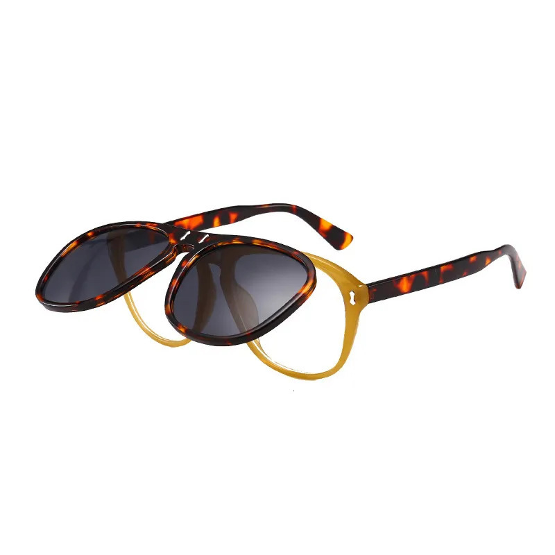 Sunglasses Frames OEC CPO Oversized Square Women Personality Flip Up Grey Men Double Unisex Goggles Eyeglasses UV400 O215 231005