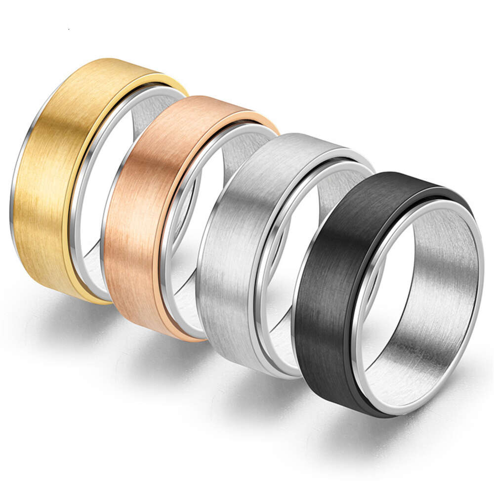 Wolf Tide New 8mm Blank Titanium Steel Rotating Finger Rings Anti Anxiety And Decompression Mens Rotating Couple Ring Wholesale Cheap Punk Jewelry Bij