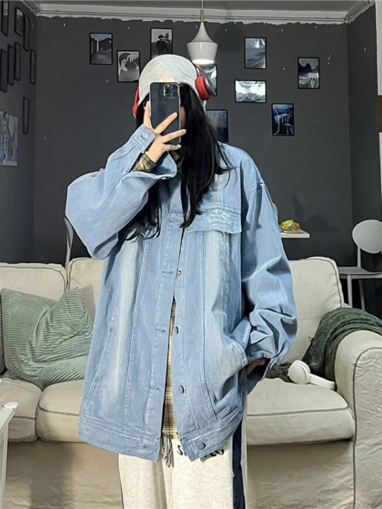 Women's Down Parkas Y2k Aesthetic Streetwear Jean Women and Men Jacket Harajuku Vintage Punk Cargo Tops Loose Fashion Casual Punk Chaqueta Mujer 