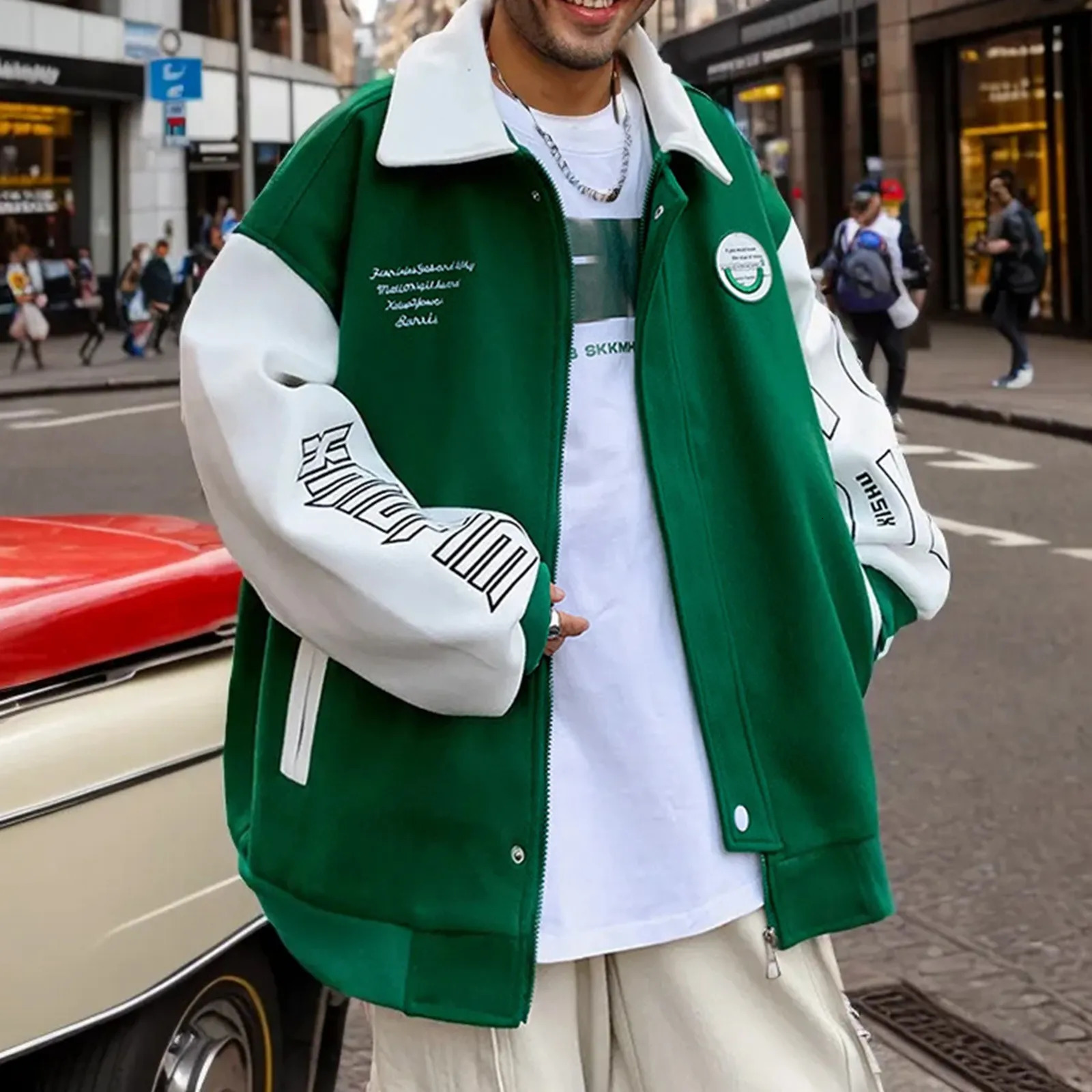 Men's Jackets Autumn Winter Vintage Bomber Jacket Men Harajuku Casual Streetwear Color Spliced Pockets Oversized Coat Jackets Fashion Y2K 231005