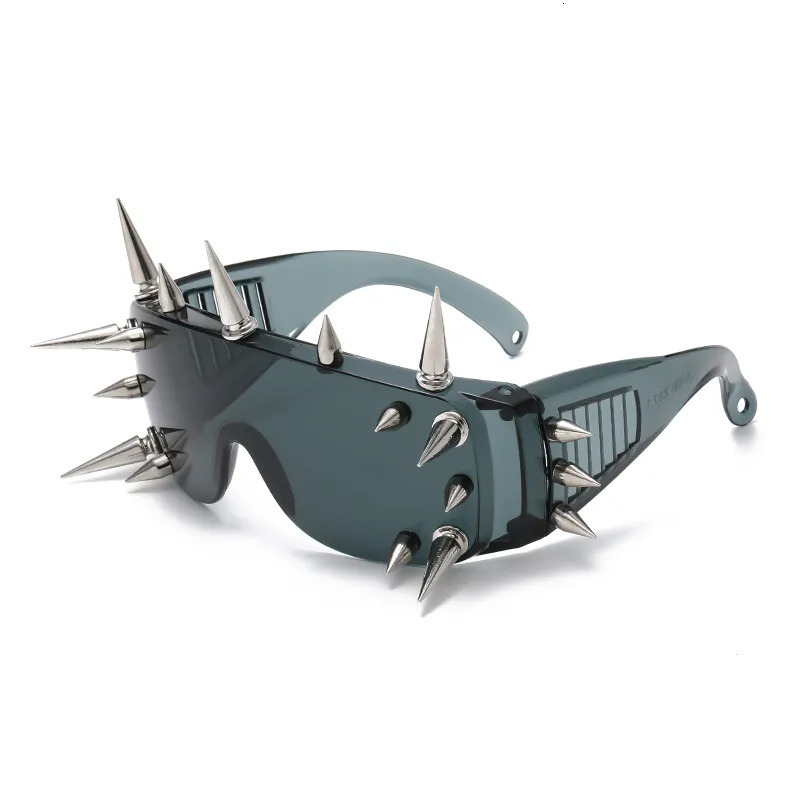 Sunglasses Frames Steampunk Rivet Spike Wild Rock Bar Goggle Men Y2k Punk Sun Glasses Metal Futuristic Zonnebrillen Dames 231005