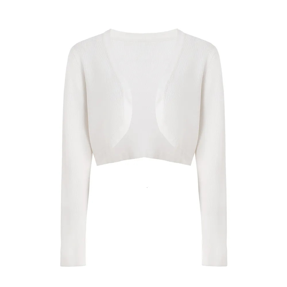 Women's Knits Tees Summer Women Ultra Short Cardigan Ladies Casual Long Sleeve V-neck Short Knitting Breathable Top #1112 231006