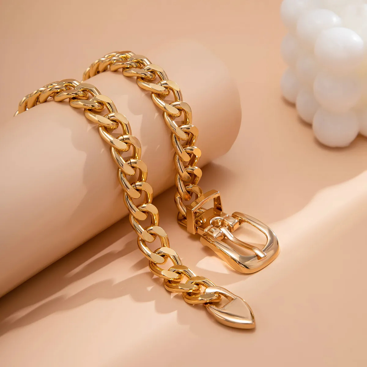 Chokers IngeSight.Z Punk Exaggeration Belt Buckle Cuban Chunky Choker Necklace for Women Vintage Heavy Metal Thick Chain Short Necklace 231006