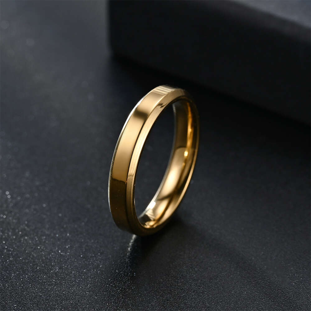 4mm Titanium Stainless Steel Ring With Non Fading Niche Design Double Bevel Mirror Jewelry Wedding Couple Engagement Rings Gothic Anillo Wolf Tide Bij