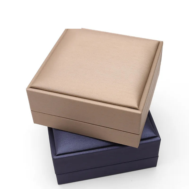 Jewelry Boxes Pu Jewelry Organizer Box Necklace Rings Storage Case Earring Stud Pendant Gift Packing Box Blue Gold Color Wedding Cases 231006