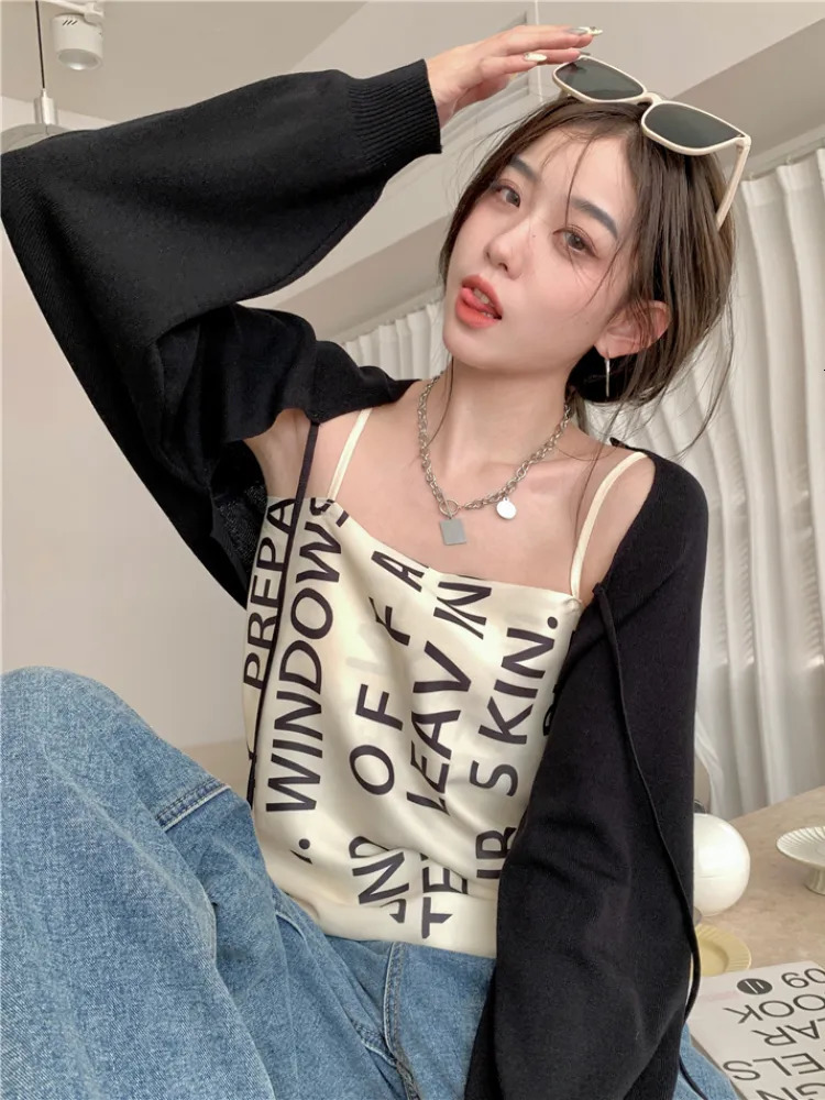 Women's Knits Tees Thin Cardigan Women Summer Sun-proof Slim Cropped Elegant All-match Street Wear Vacation Solid Casual Lace-up Tender Simple In