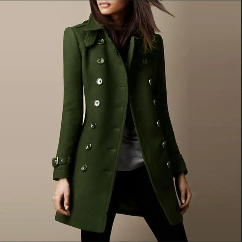 Women's Wool Blends Woolen Coat for Women Autumn and Winter Women Solid Color Tweed Jacket Women Coats 231006
