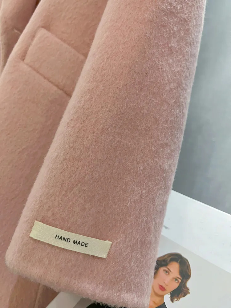 Women's Suits Blazers LANMREM 80% Wool Blazer Coat Notched Pink Color Double Sided High End Fashion Coats Female Winter Clothing 2DA2001 231006