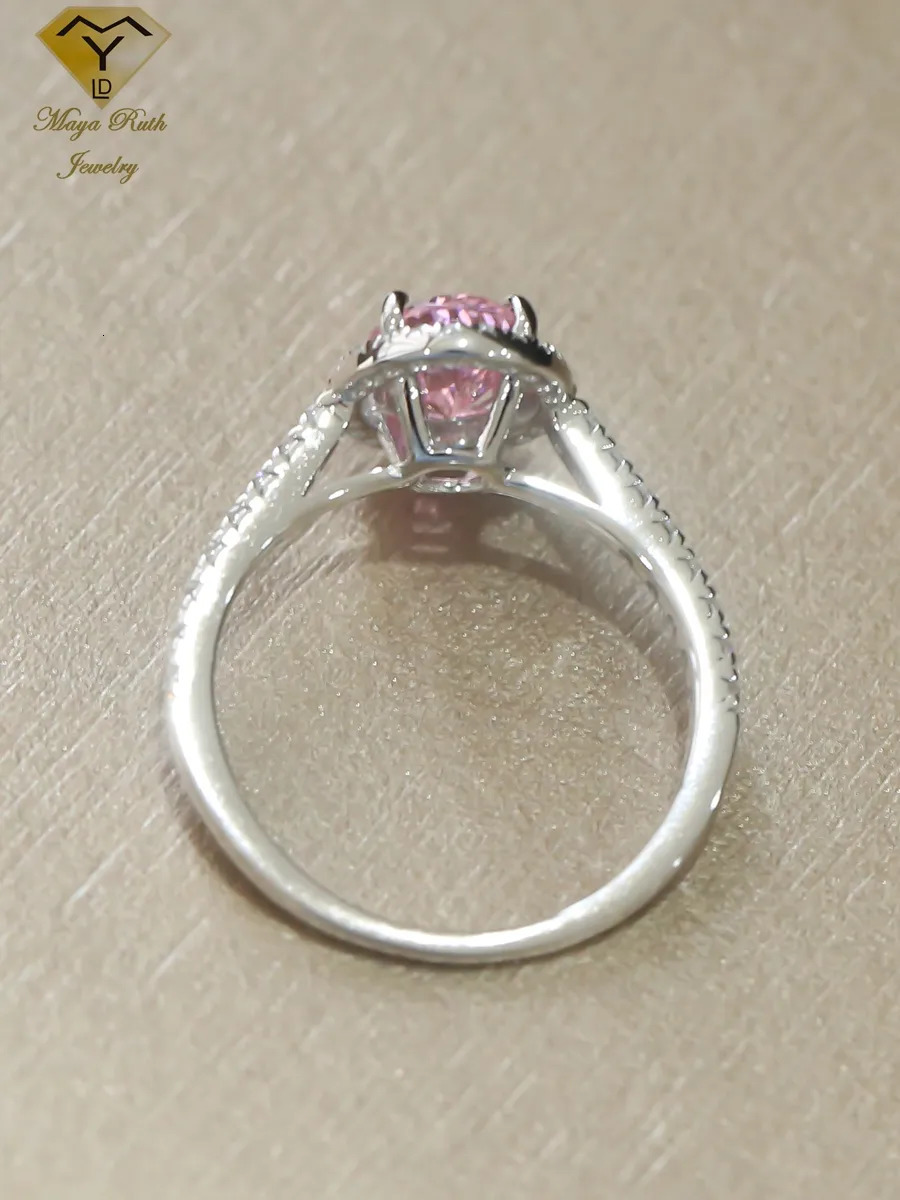 Wedding Rings Simulated Pink Diamond Ring Real 925 Sterling Silver Party for Women Anniversary Female Friend Bridal Gifts Sparkling Trend 231006