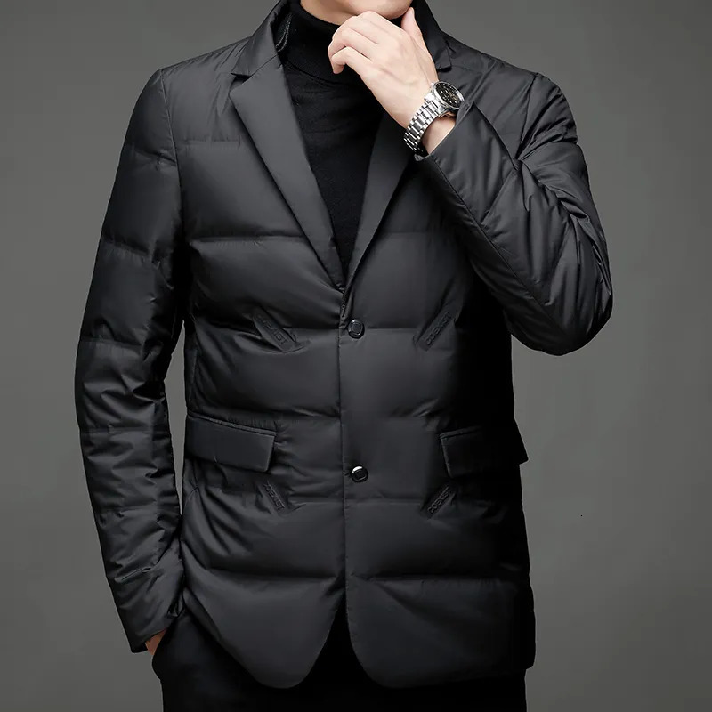 Men's Down Parkas Winter Style 90 White Duck Down Men's High-End Quality Scarf Collar Casual Suit Jacket 231005