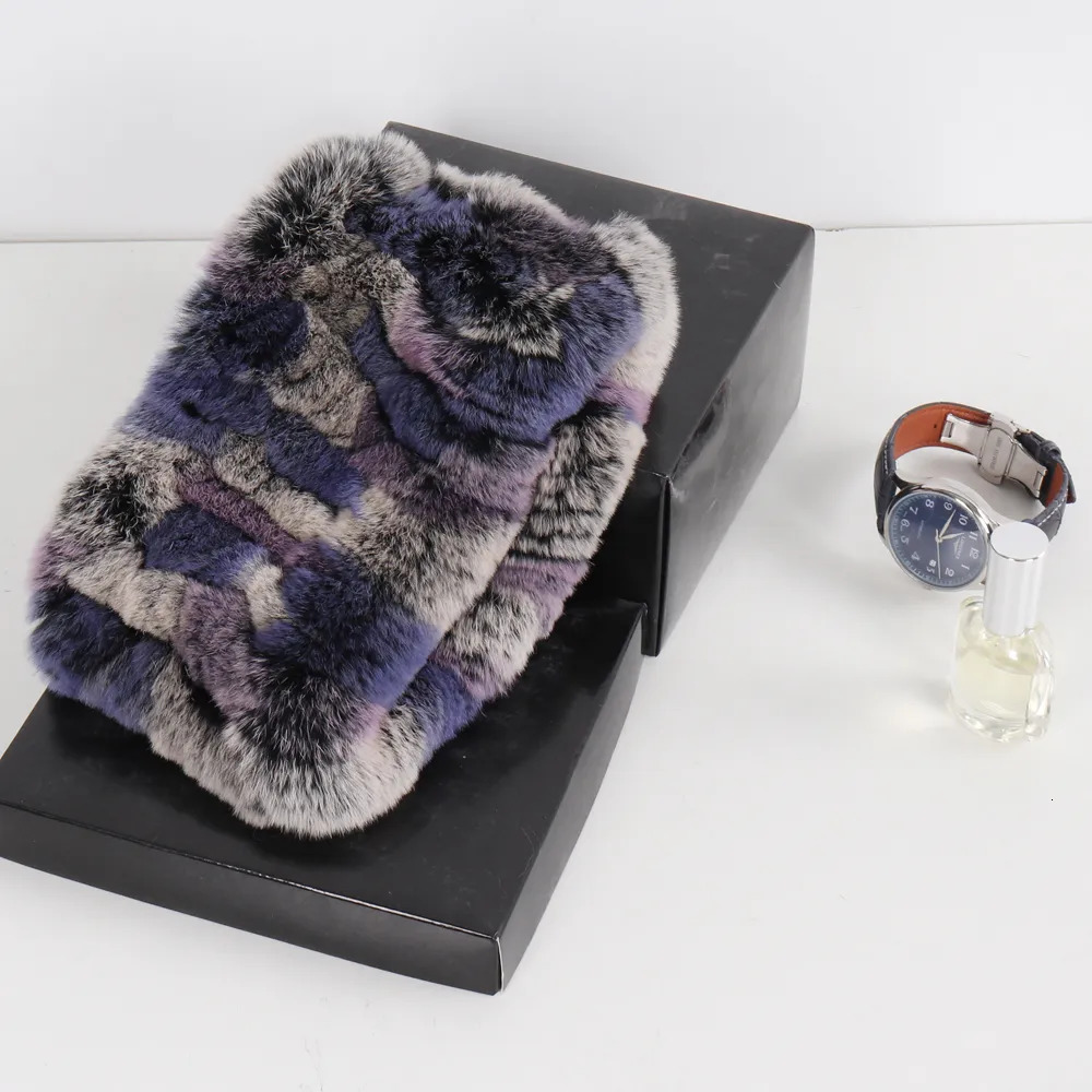 Scarves Fashion Natural Fur Ring Scarves Warm Women Genuine Rex Rabbit Fur Headbands Scarf Good Elastic Knitted Real Fur Ring Scarf 231006