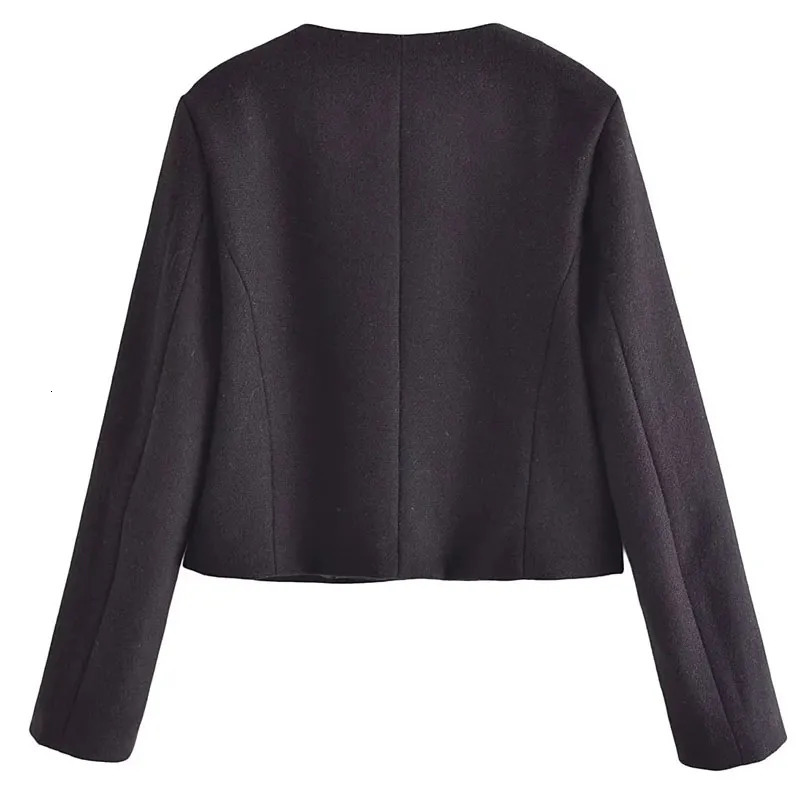 Women's Jackets TRAF Tweed Bomber Coat Demi-Season Jacket For Women Long Sleeve Top O-Neck Outerwear In Coats Chic And Elegant Woman Coat 231006