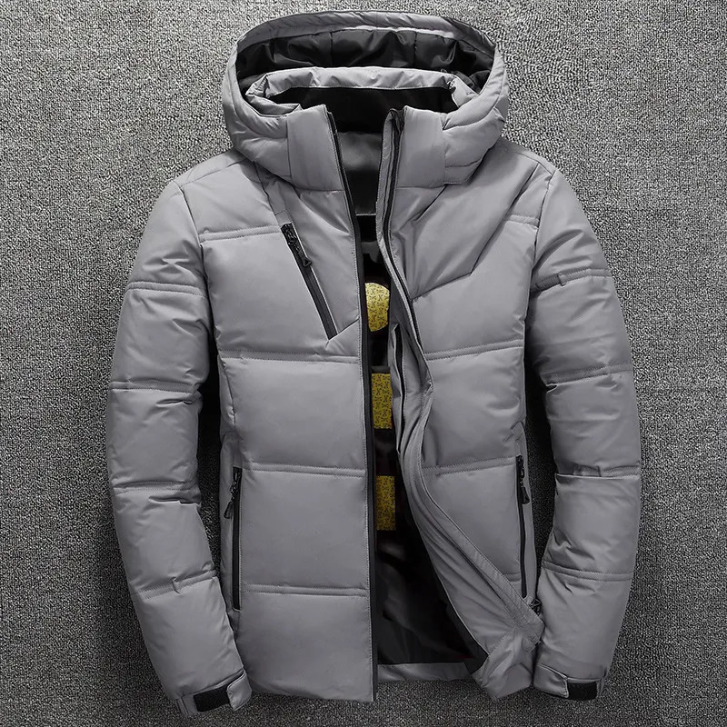 Men's Down Parkas Winter Warm Men Jacket Coat Casual Stand Collar Thick White Duck Jacket Men's Winter Hooded Down Jacket Outwear Male Coats