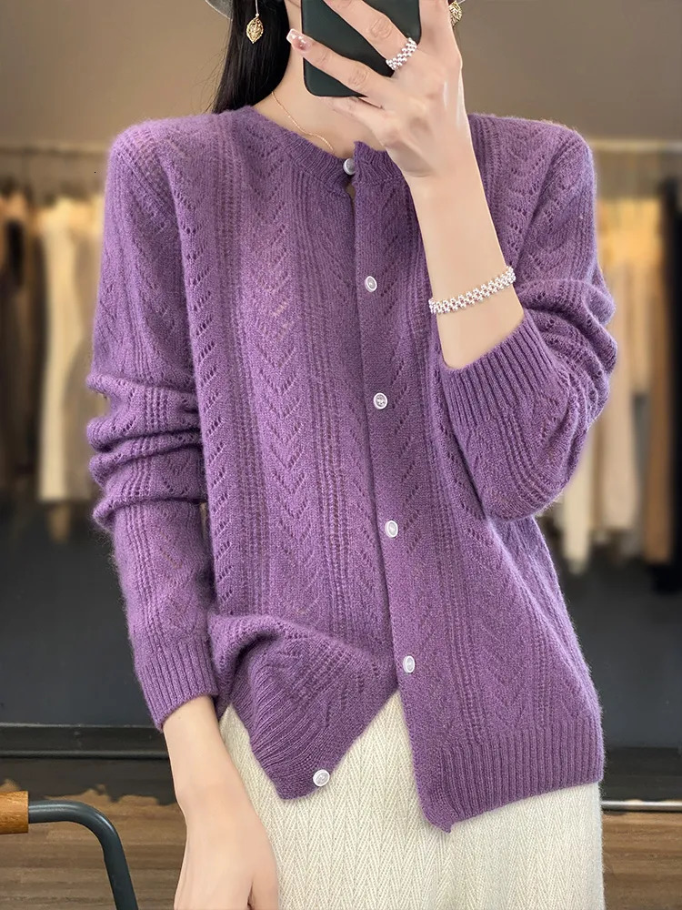 Women's Knits Tees Wool Cardigan Womens Clothing O-neck Sweater Mujer Long Sleeve Tops Knitwears Korean Fashion Style In Outerwears Crochet 23100