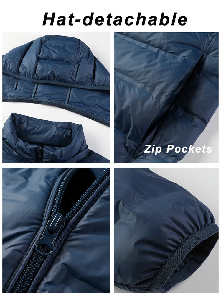 Men's Down Parkas 80% White Duck Down Padded Winter Jacket Men Lightweight Hooded Windbreaker Coat Casual Warm Jacket Plus Size 8XL 231005