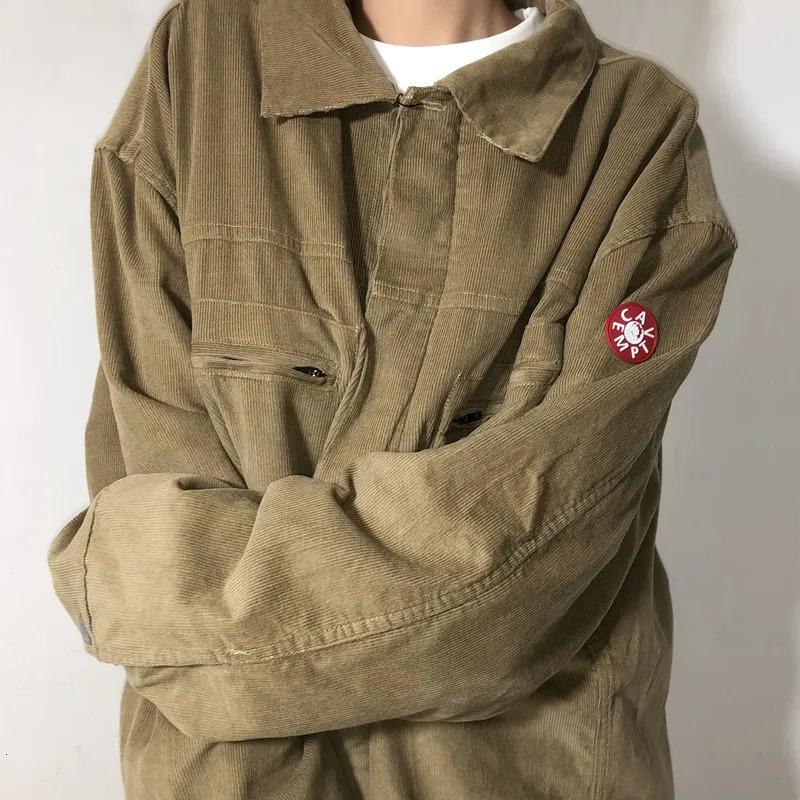 Men's Jackets LIFE CAVEMPT ss High Street Men Zipper Jackets Women Colths Y2k Khaki Corduroy Casual Autumn Outwear 231005