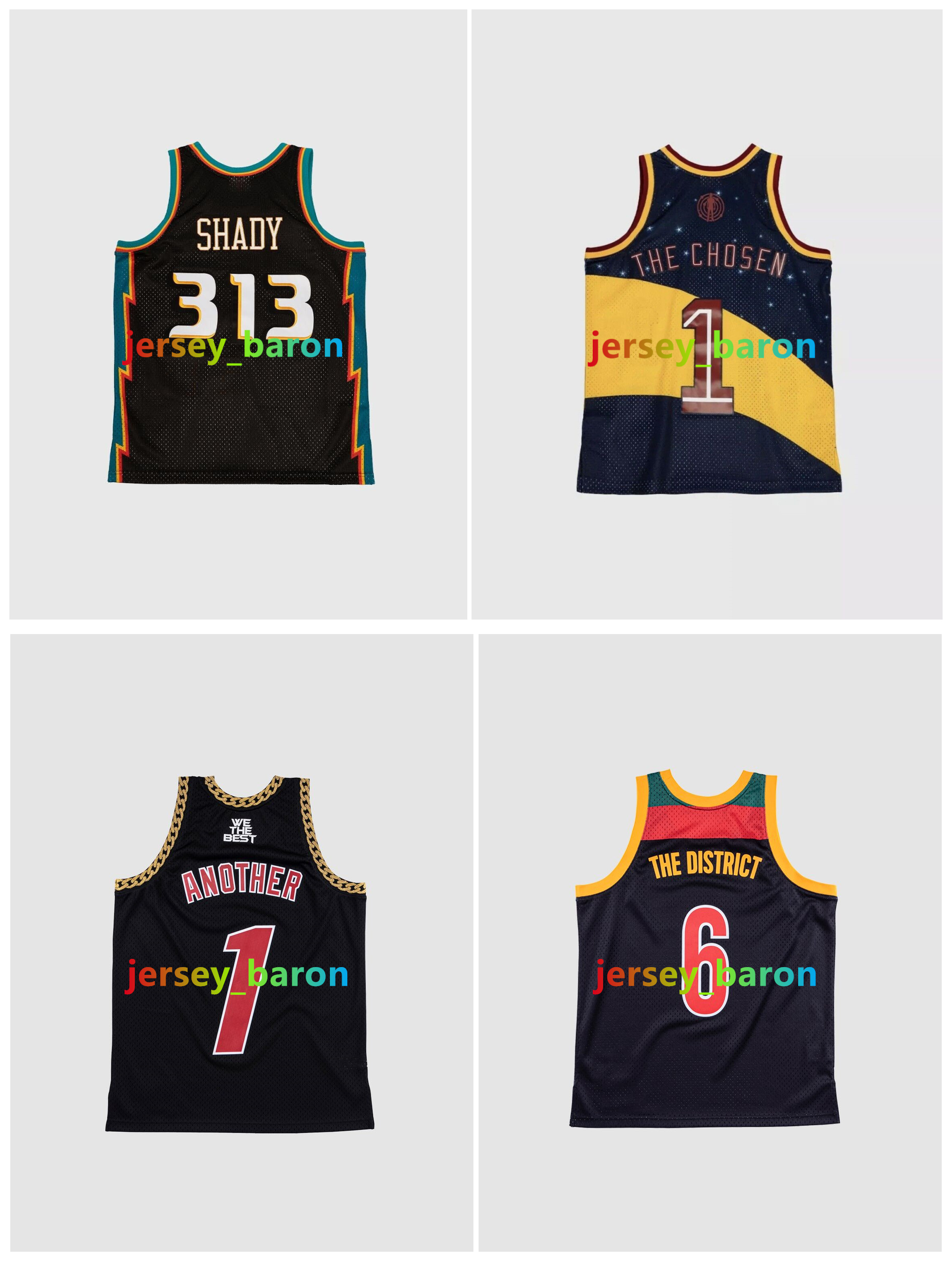 Remixes X BR Slim Shady 313 Piston Basketball Jersey Kid Cudi Cavss 1 The Chosen Bullets 6 The District 1 Another Black Blue Size S-XXL