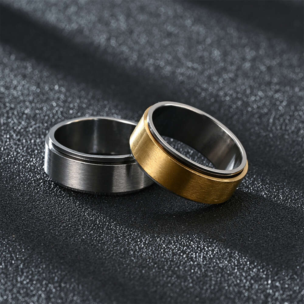 Wolf Tide New 8mm Blank Titanium Steel Rotating Finger Rings Anti Anxiety And Decompression Mens Rotating Couple Ring Wholesale Cheap Punk Jewelry Bij