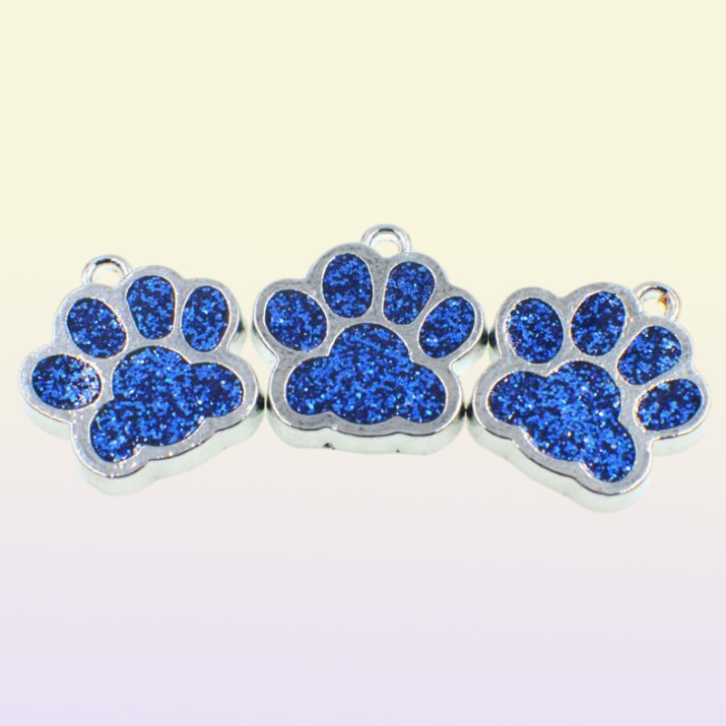 50pcslot Bling dog bear paw footprint with lobster clasp diy hang pendant charms fit for keychains necklace bag making