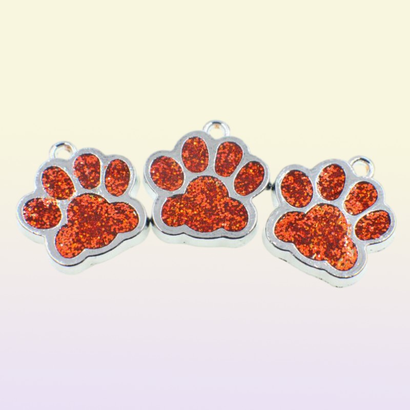 50pcslot Bling dog bear paw footprint with lobster clasp diy hang pendant charms fit for keychains necklace bag making