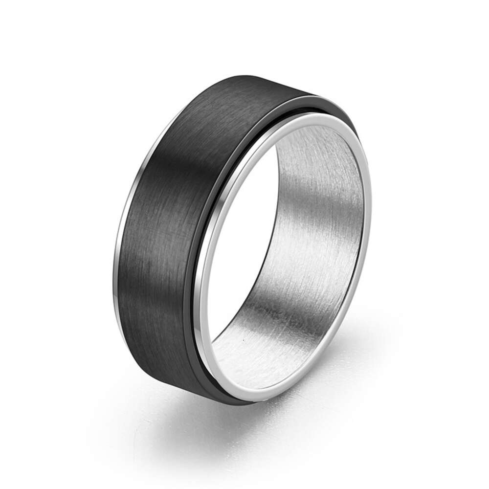 Wolf Tide New 8mm Blank Titanium Steel Rotating Finger Rings Anti Anxiety And Decompression Mens Rotating Couple Ring Wholesale Cheap Punk Jewelry Bij