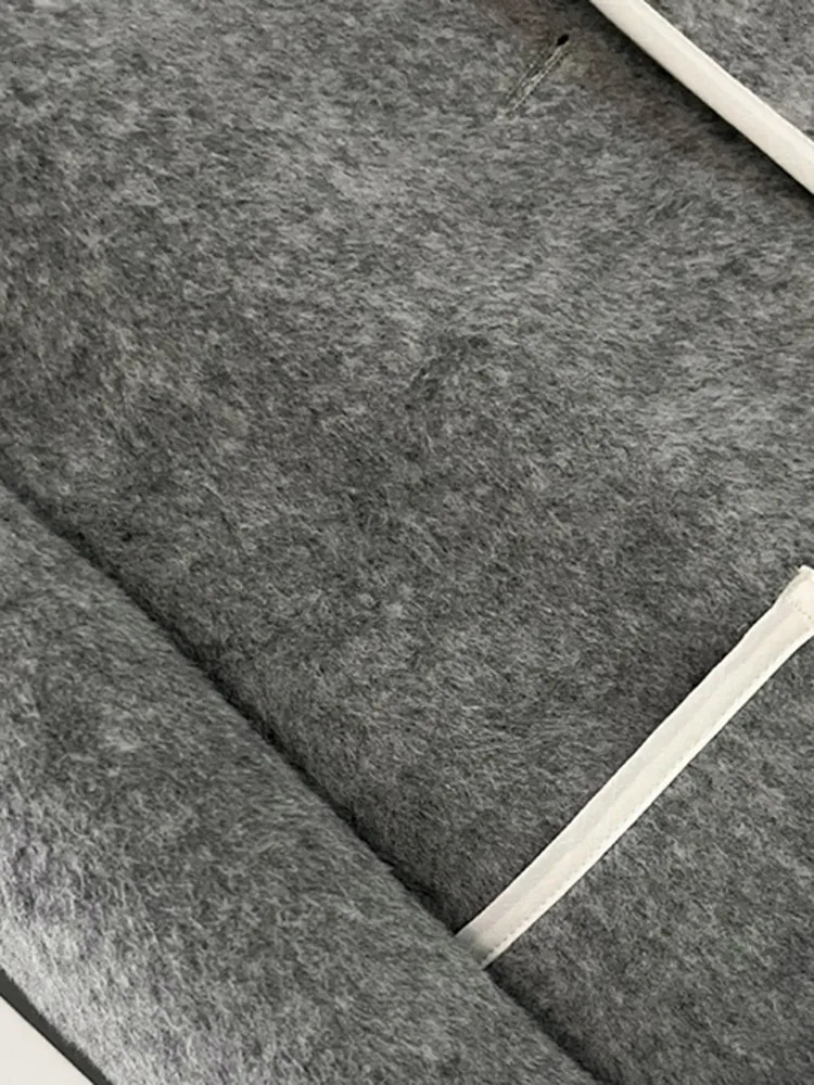 Women's Jackets LANMREM Grey Woolen Short Jacket For Women Autumn And Winter Korean Style Cotton Lining Chic Streetwear Top 2DA2028 231006