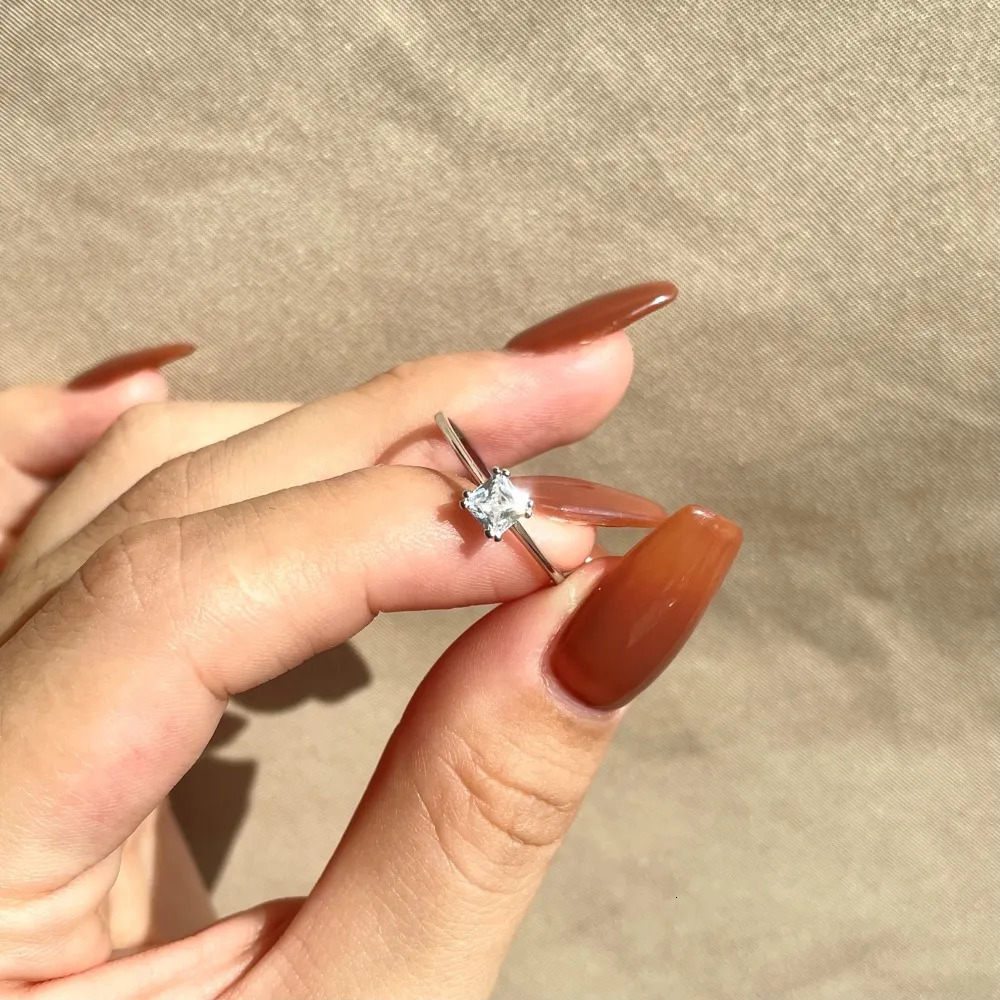 Wedding Rings WUIHA Solid 925 Sterling Silver Cubic Zirconia Birthstone Simple Ring for Women Gift Engagement Anniversary Fine Jewelry 231005