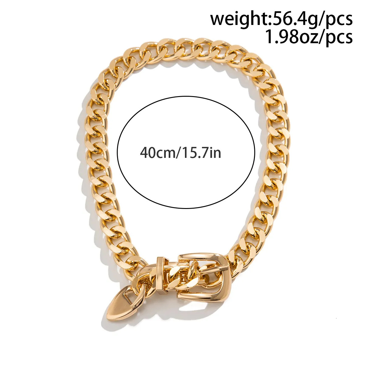 Chokers IngeSight.Z Punk Exaggeration Belt Buckle Cuban Chunky Choker Necklace for Women Vintage Heavy Metal Thick Chain Short Necklace 231006