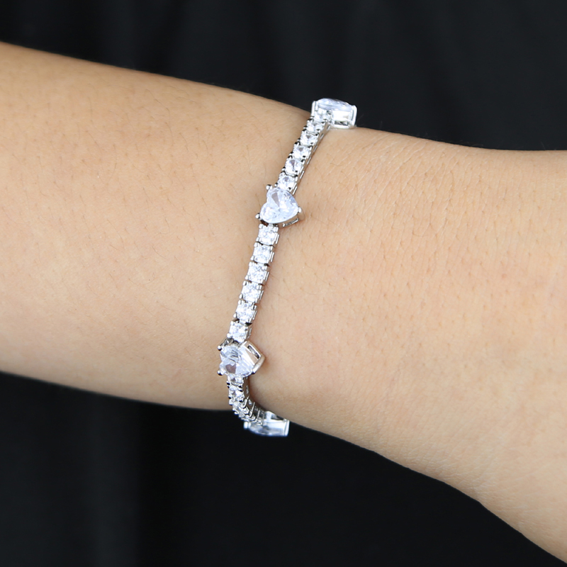 New arrival 6mm Mini Heart Love with 2.5mm round Zircon Tennis bracelet Elegant bracelet Hip Hop Ice Out VVS Moissamite Ladies Party Gift Wholesale je