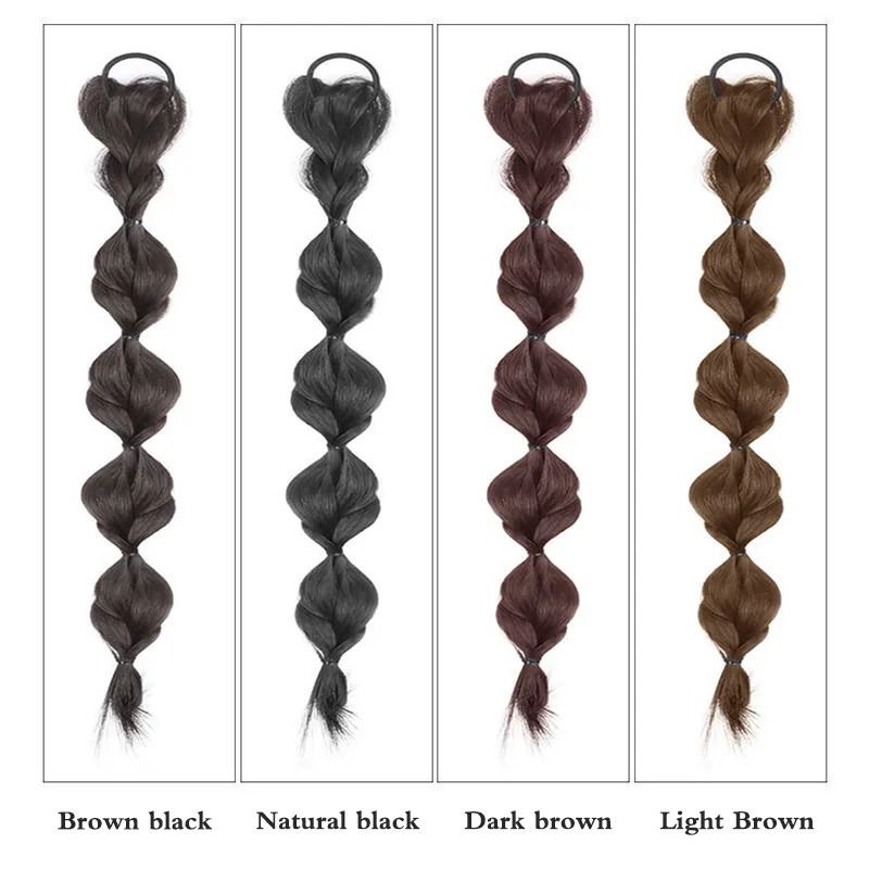 Synthetic Wigs Concubine Synthetic Bow Ponytail High Elastic Wig Woman Hair Side Natural Braided Black Hose tail Hair Piece 231006