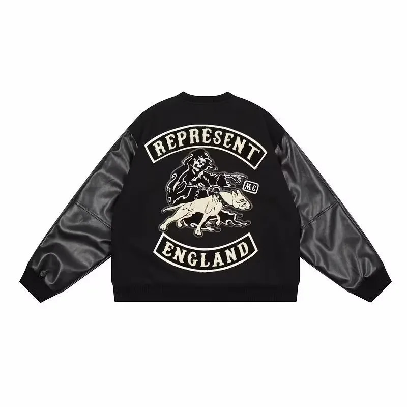 Men s Jackets 2023 American Retro Masked Embroidery Pattern Baseball Uniform Jacket Heavy Hip hop Rock Loose Fashion Street 231005