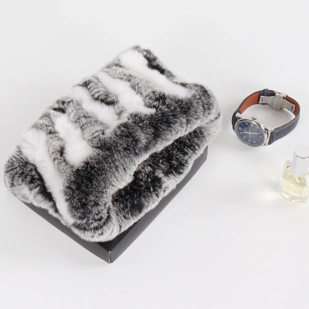 Scarves Fashion Natural Fur Ring Scarves Warm Women Genuine Rex Rabbit Fur Headbands Scarf Good Elastic Knitted Real Fur Ring Scarf 231006