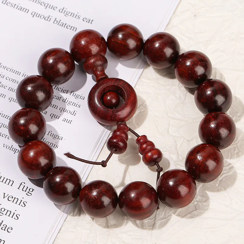 Charm Bracelets JD Natural Wooden Bead Zambia Pterocarpus Santalinus Lucky Pendant Bracelet Women Men Mala Prayer Meditation Stretch Jewelry 231005