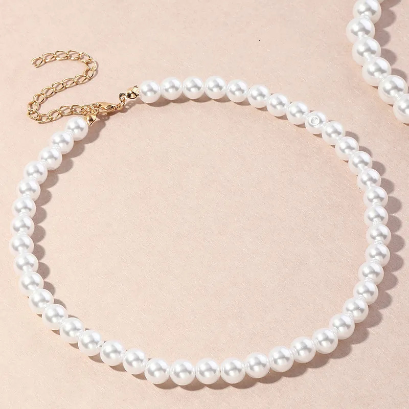 Chokers Vintage Style Simple 6MM Pearl Chain Choker Necklace For Women Wedding Love Shell Pendant Necklace Fashion Jewelry Wholesale 231006