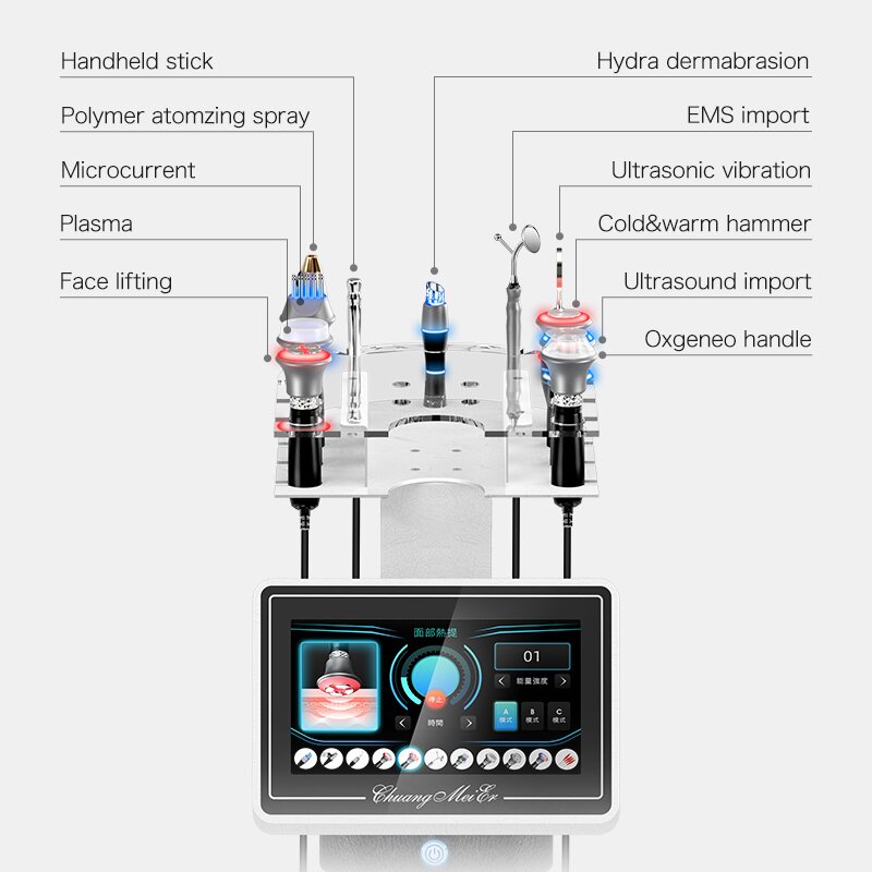 New Design 11 in 1 Hydra Skin Care Instrument Microdermabrasion Acne Treatment Face Lifting Water Replenishing Hydro Dermabrasion Machine