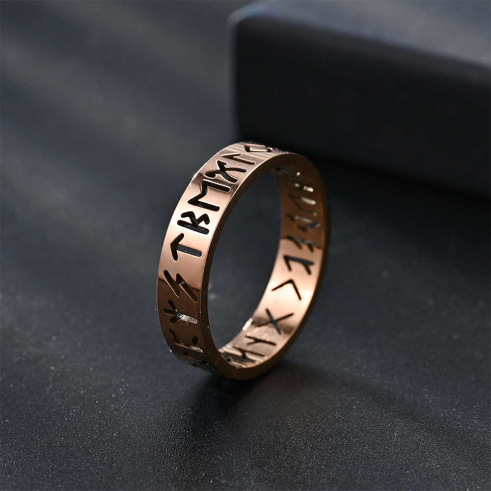 6mm New Nordic Viking Letter Hollow Titanium Stainless Steel Ring With Rune For Men And Women Jewelry Engagement Bijoux Silver Jewelry Rings Wholesale