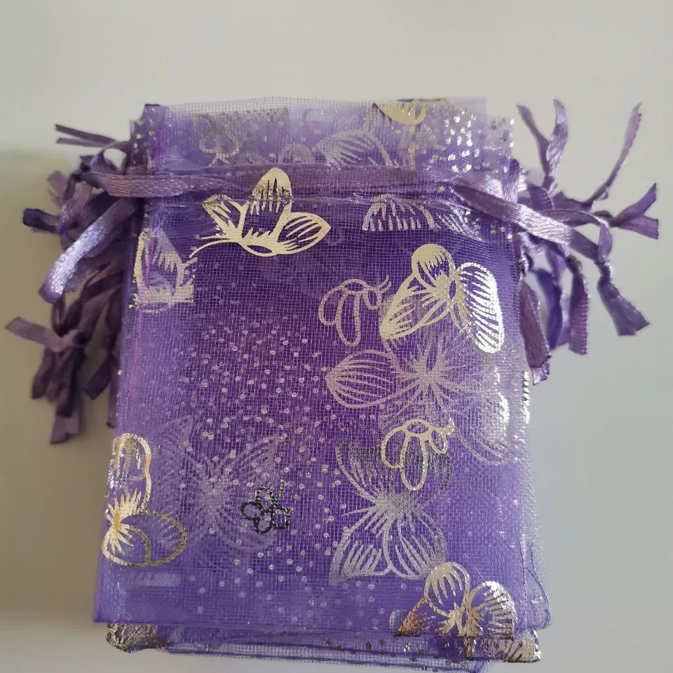 Jewelry Boxes 100pcsLot Butterfly Organza Jewelry Bags Drawstring Pouch Gift Bags Candy Packaging Bags Christmas Jewelry Display Bags 231006