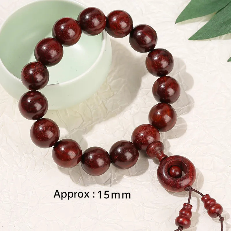 Charm Bracelets JD Natural Wooden Bead Zambia Pterocarpus Santalinus Lucky Pendant Bracelet Women Men Mala Prayer Meditation Stretch Jewelry 231005