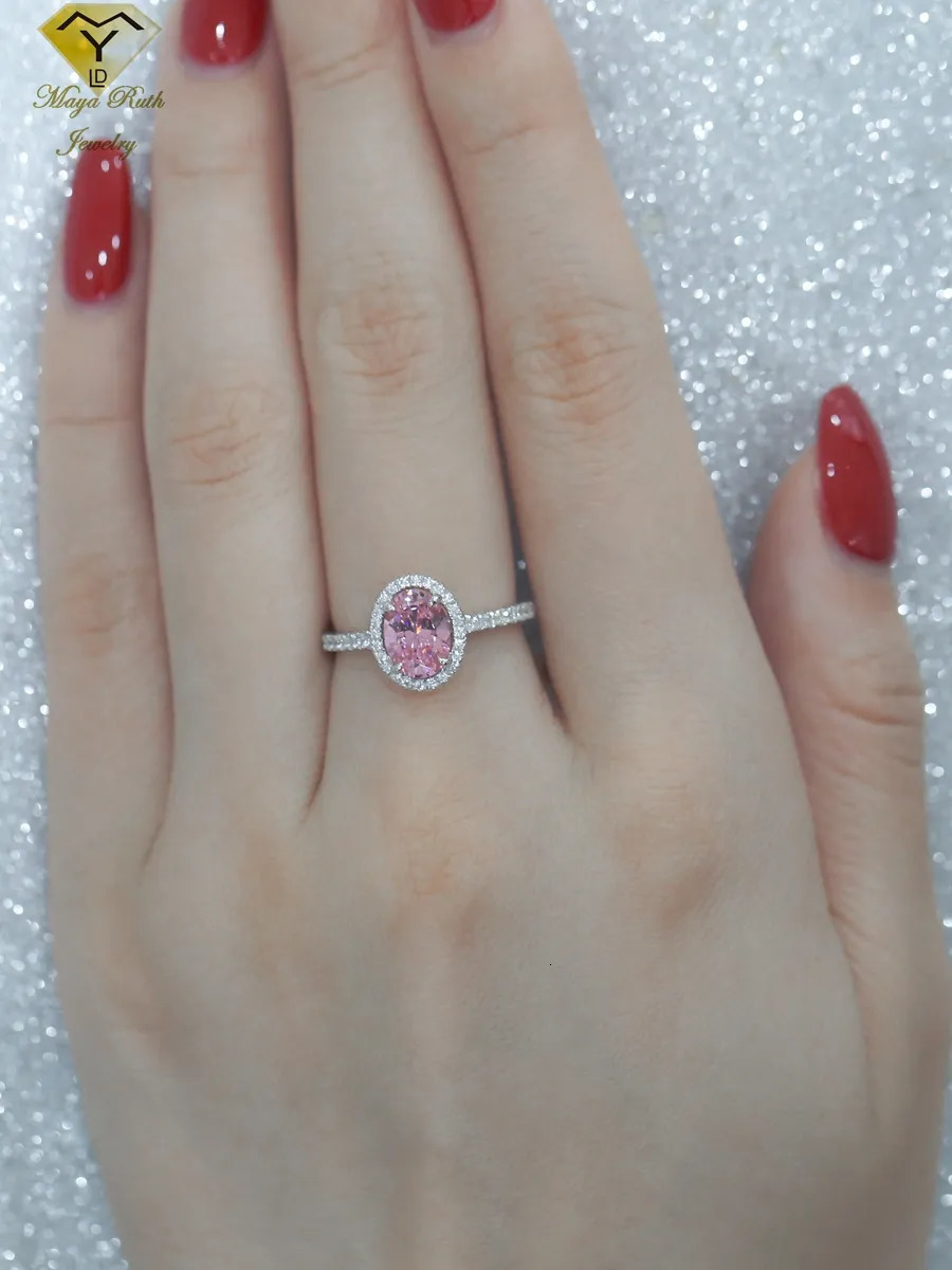 Wedding Rings Simulated Pink Diamond Ring Real 925 Sterling Silver Party for Women Anniversary Female Friend Bridal Gifts Sparkling Trend 231006
