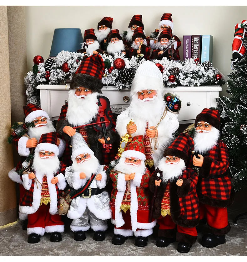 Christmas Decorations 67cm Christmas Decorations for Home Electric with Music Large Santa Playing The Violin Christmas and Year Gifts for Children 231