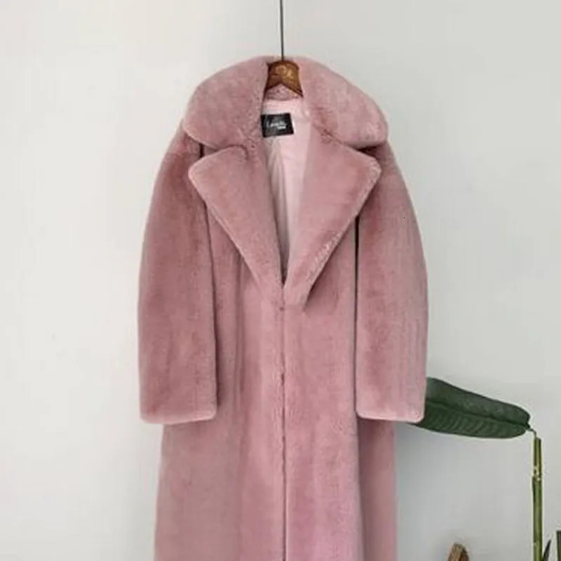 Women's Fur Faux Fur Female Winter Plush Thick Warm Loose Women Faux Rabbit Fur Coat Loose Lapel Fur Coat 231006